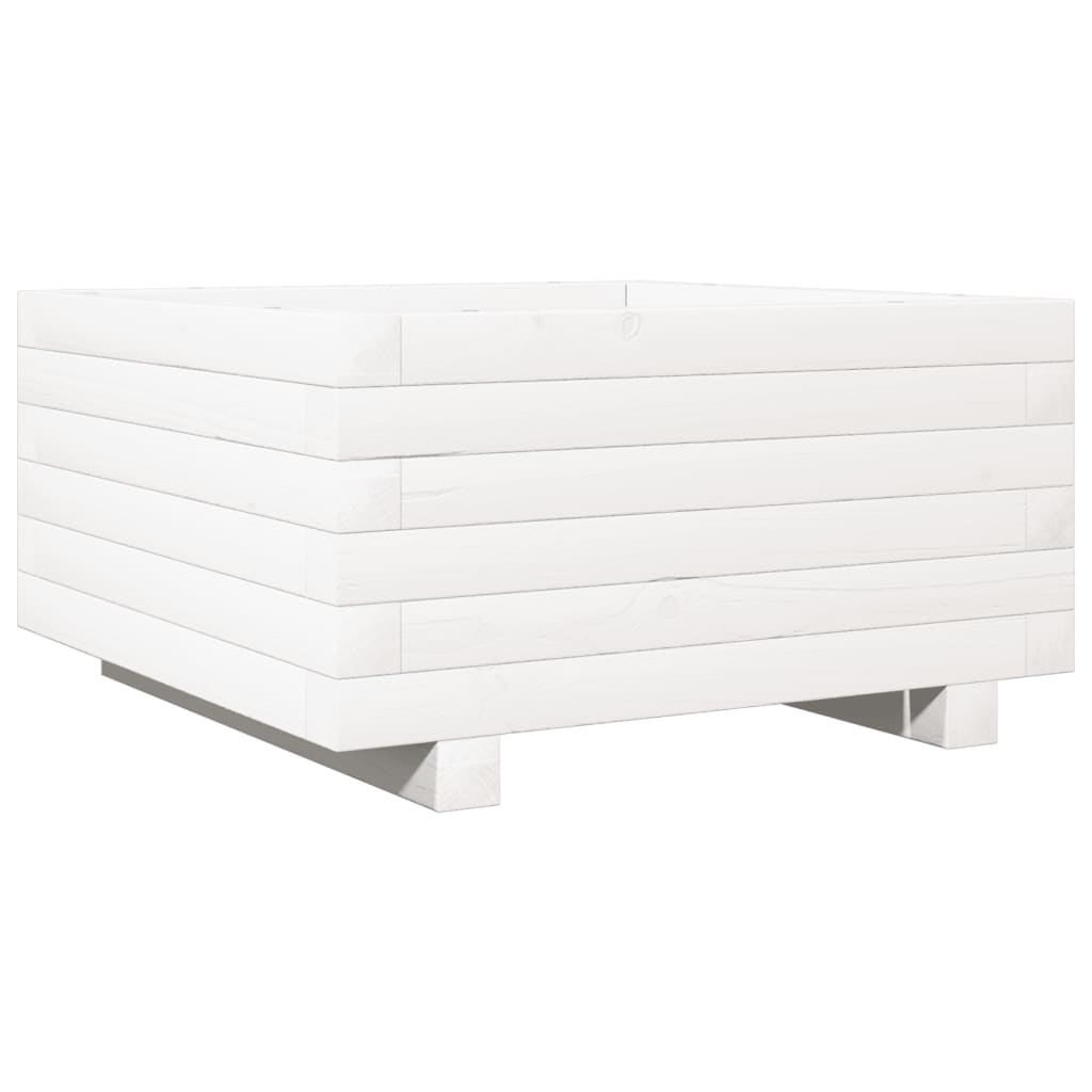 vidaXL Jardinière Blanc 50x50x26,5 cm Bois de pin massif