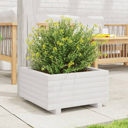 vidaXL Jardinière Blanc 50x50x26,5 cm Bois de pin massif