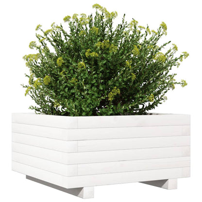 vidaXL Jardinière Blanc 50x50x26,5 cm Bois de pin massif