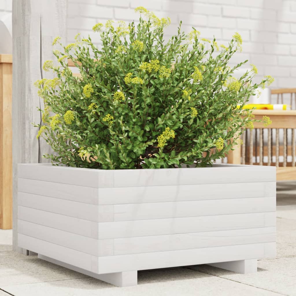 vidaXL Jardinière Blanc 50x50x26,5 cm Bois de pin massif