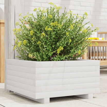 vidaXL Jardinière Blanc 50x50x26,5 cm Bois de pin massif