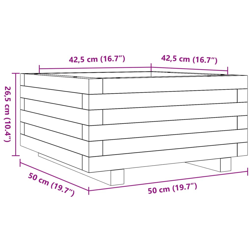 vidaXL Pflanzkübel Wachsbraun 50x50x26,5 cm Massivholz Kiefer