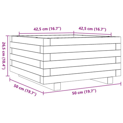 vidaXL Pflanzkübel Wachsbraun 50x50x26,5 cm Massivholz Kiefer