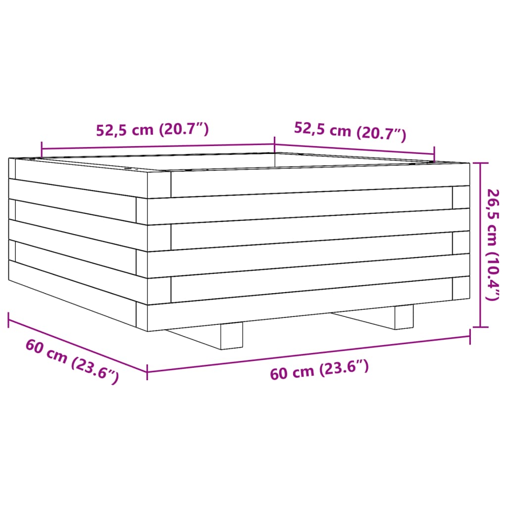 vidaXL Pflanzkübel 60x60x26,5 cm Kiefernholz Imprägniert