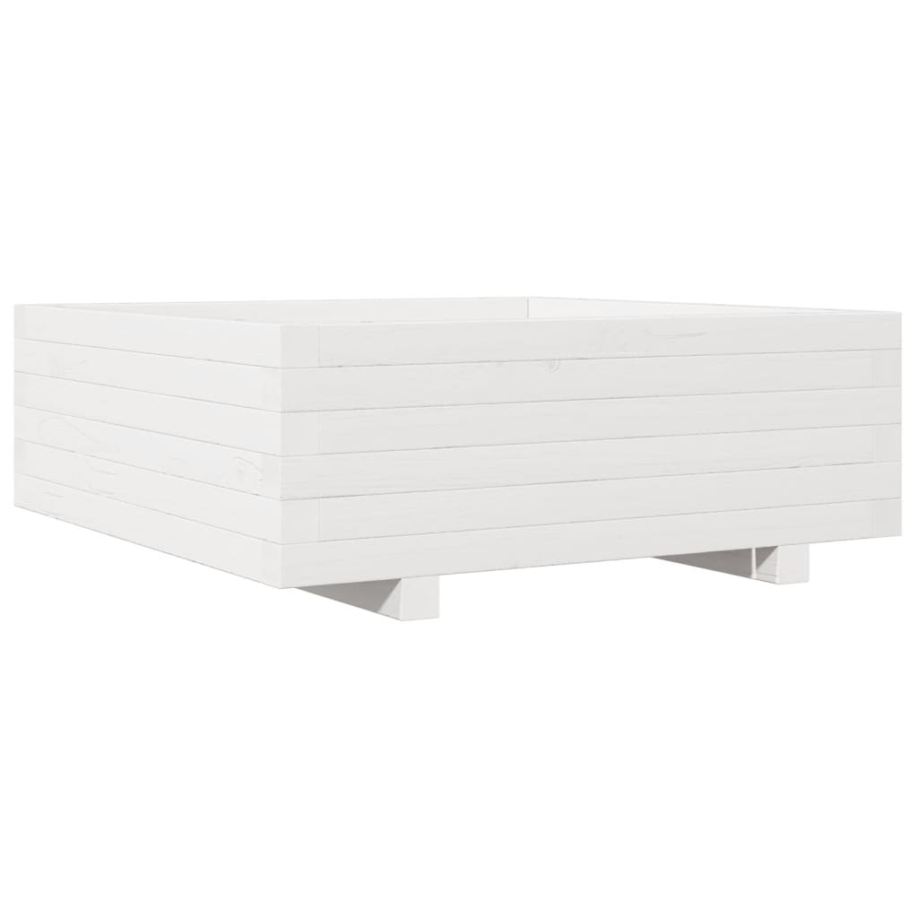 vidaXL Pflanzkübel Weiß 70x70x26,5 cm Massivholz Kiefer