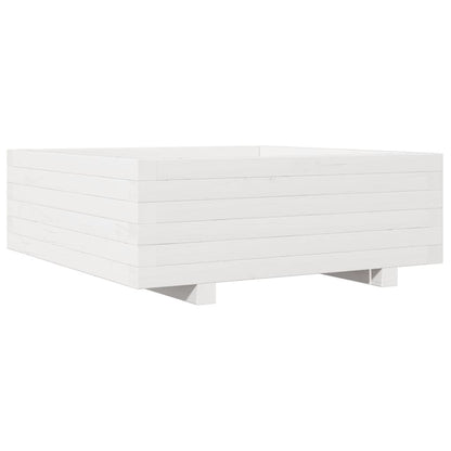 vidaXL Pflanzkübel Weiß 70x70x26,5 cm Massivholz Kiefer