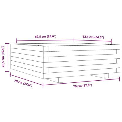 vidaXL Pflanzkübel Wachsbraun 70x70x26,5 cm Massivholz Kiefer
