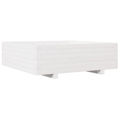 vidaXL Pflanzkübel Weiß 80x80x26,5 cm Massivholz Kiefer