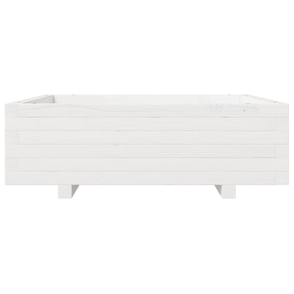 vidaXL Pflanzkübel Weiß 80x80x26,5 cm Massivholz Kiefer