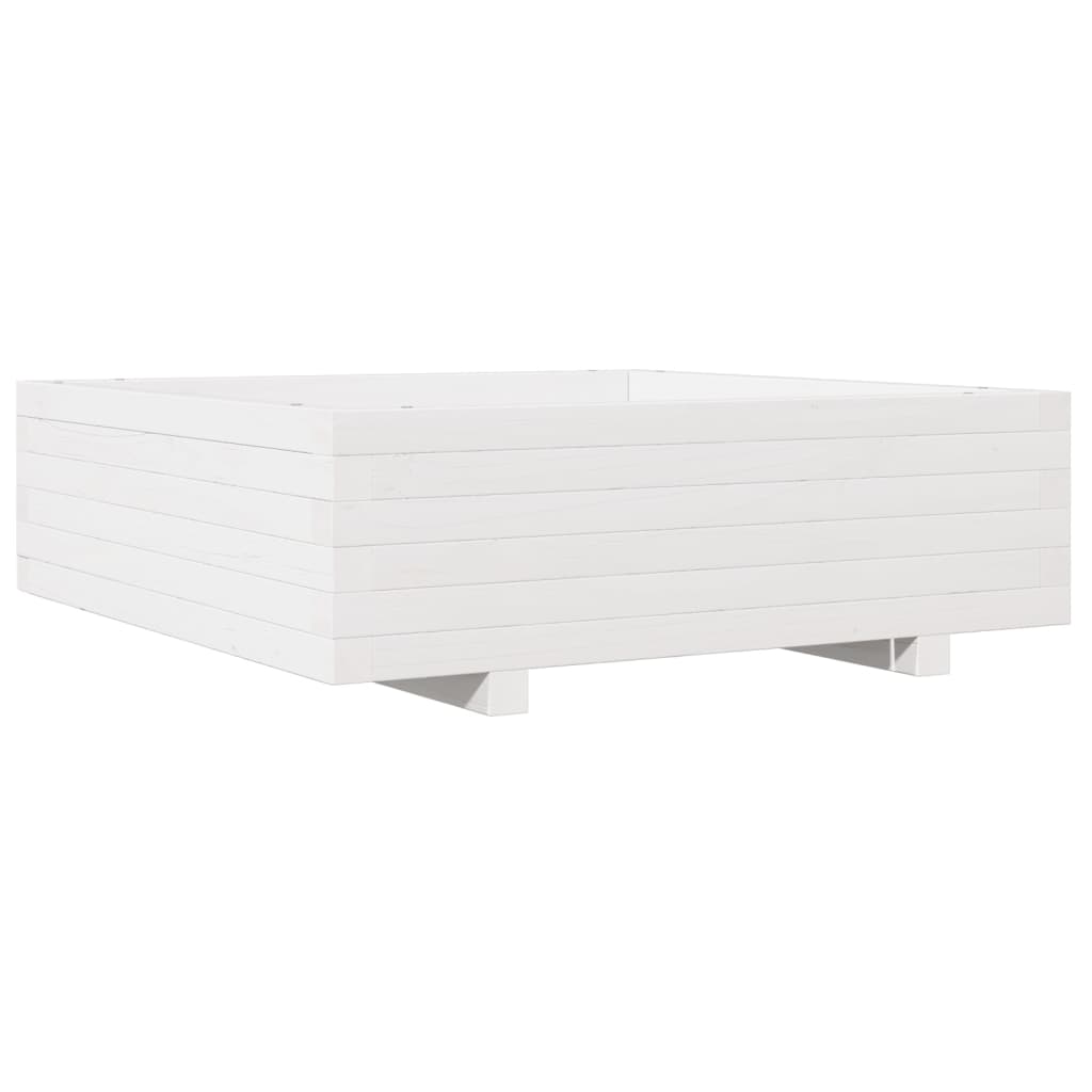 vidaXL Pflanzkübel Weiß 80x80x26,5 cm Massivholz Kiefer