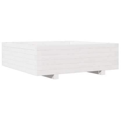 vidaXL Pflanzkübel Weiß 80x80x26,5 cm Massivholz Kiefer