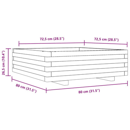 vidaXL Pflanzkübel Weiß 80x80x26,5 cm Massivholz Kiefer