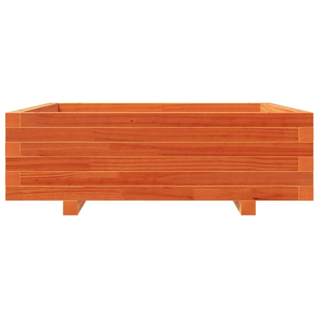 vidaXL Pflanzkübel Wachsbraun 80x80x26,5 cm Massivholz Kiefer