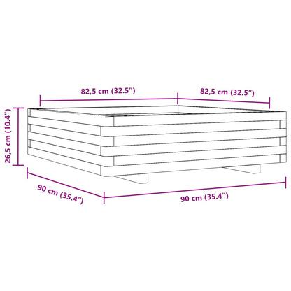 vidaXL Pflanzkübel Wachsbraun 90x90x26,5 cm Massivholz Kiefer