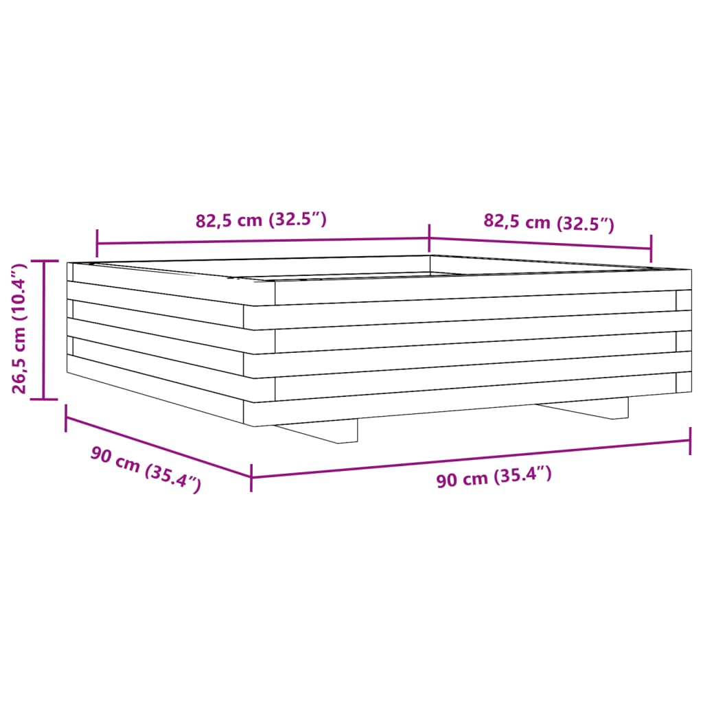 vidaXL Pflanzkübel 90x90x26,5 cm Kiefernholz Imprägniert
