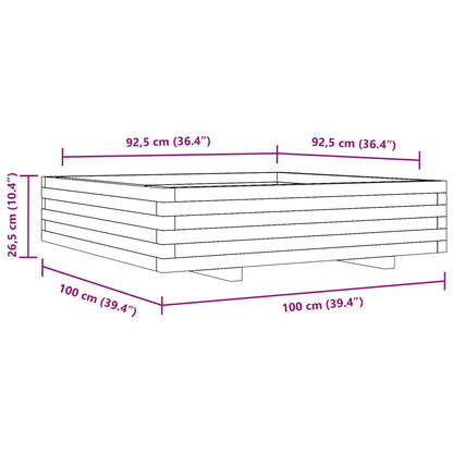 Pflanzkübel 100x100x26,5 cm Massivholz Kiefer