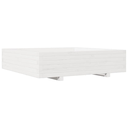 vidaXL Pflanzkübel Weiß 100x100x26,5 cm Massivholz Kiefer