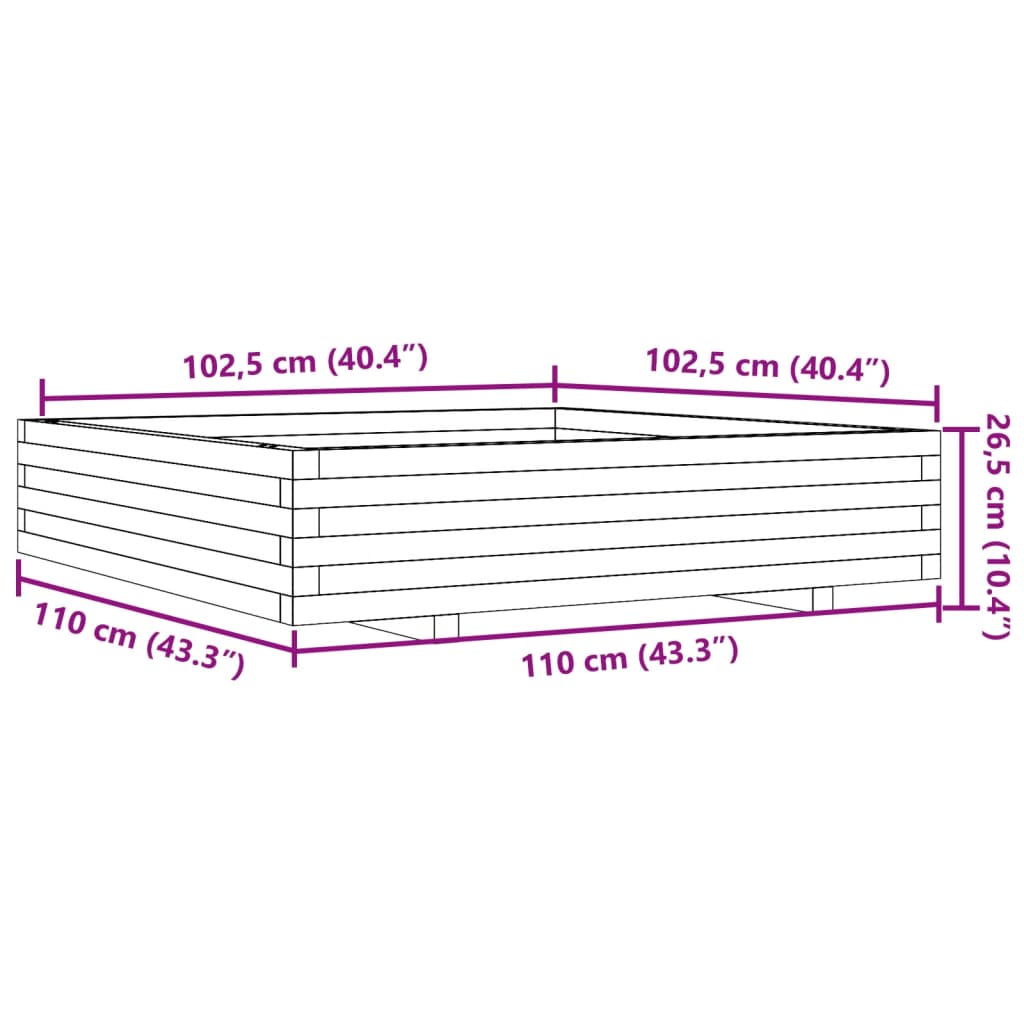 vidaXL Jardinière 110x110x26,5 cm en bois massif de douglas