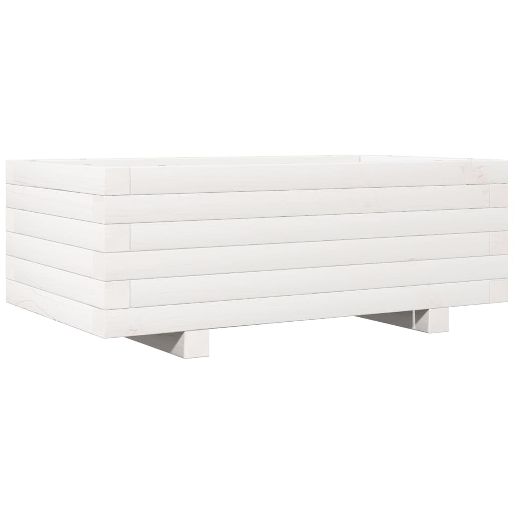 vidaXL Pflanzkübel Weiß 70x40x26,5 cm Massivholz Kiefer