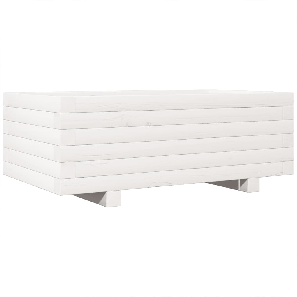 vidaXL Pflanzkübel Weiß 70x40x26,5 cm Massivholz Kiefer