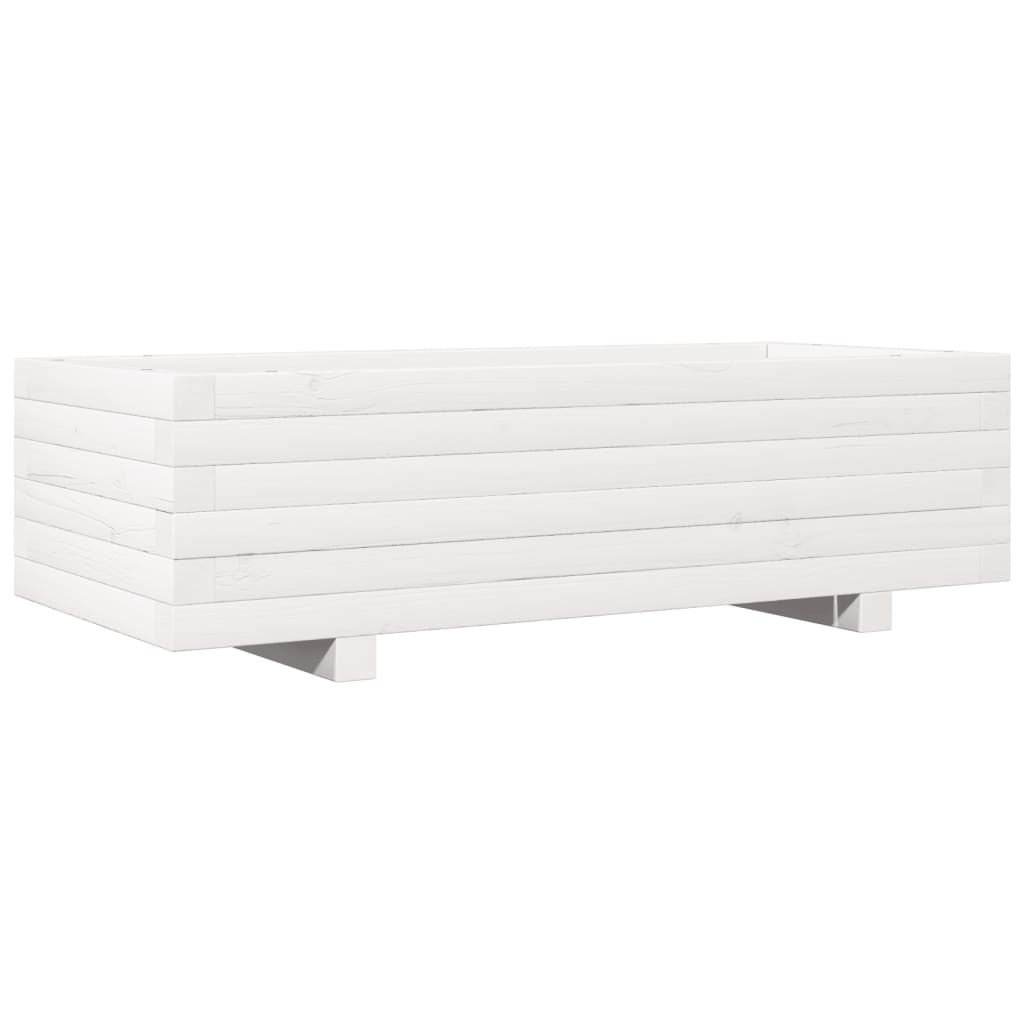 vidaXL Pflanzkübel Weiß 90x40x26,5 cm Massivholz Kiefer