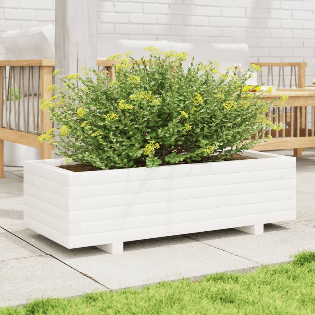 vidaXL Pflanzkübel Weiß 90x40x26,5 cm Massivholz Kiefer