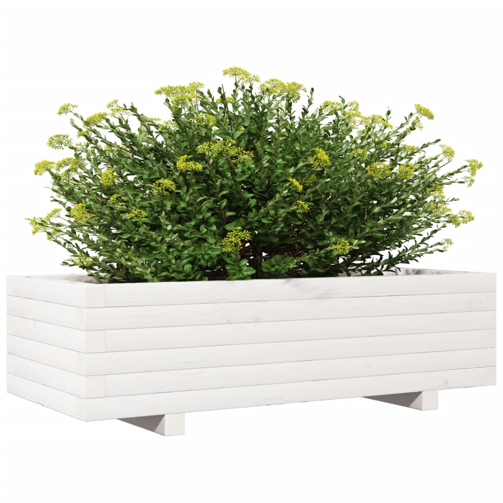 vidaXL Pflanzkübel Weiß 90x40x26,5 cm Massivholz Kiefer