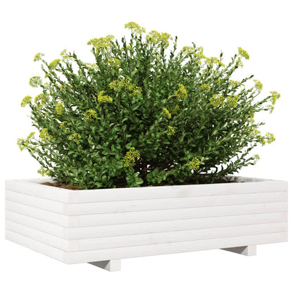 vidaXL Pflanzkübel Weiß 90x60x26,5 cm Massivholz Kiefer