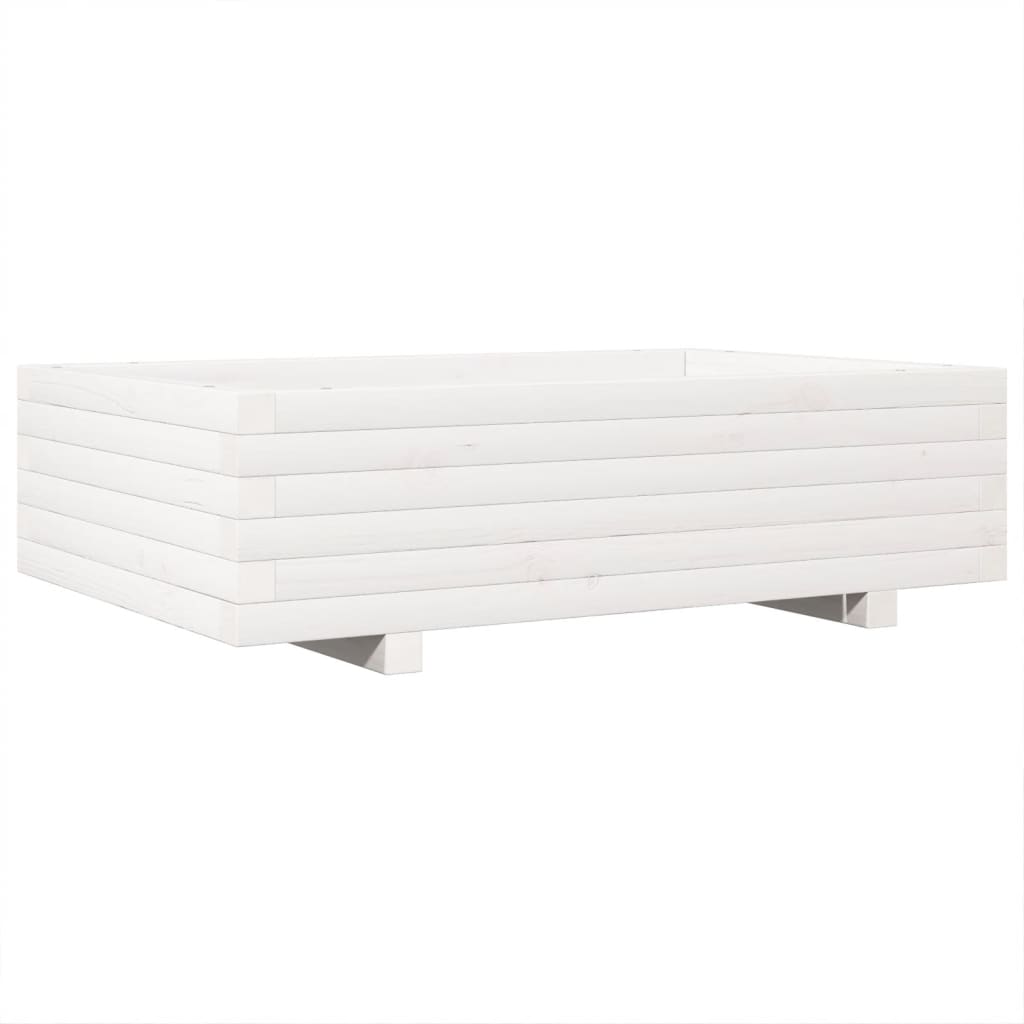 vidaXL Pflanzkübel Weiß 90x60x26,5 cm Massivholz Kiefer