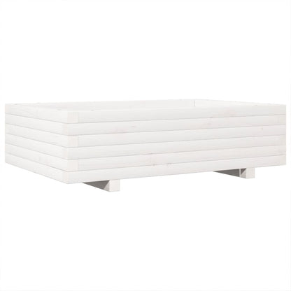 vidaXL Pflanzkübel Weiß 90x60x26,5 cm Massivholz Kiefer