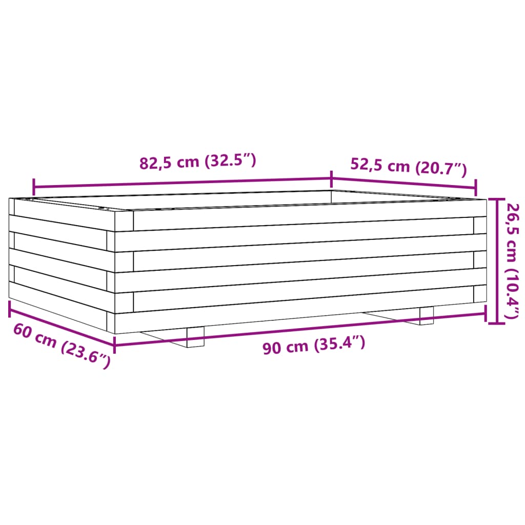 vidaXL Jardinière Bois de Pin Massif Marron Miel 90x60x26,5 cm