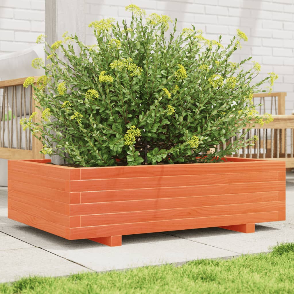 vidaXL Jardinière Bois de Pin Massif Marron Miel 90x60x26,5 cm