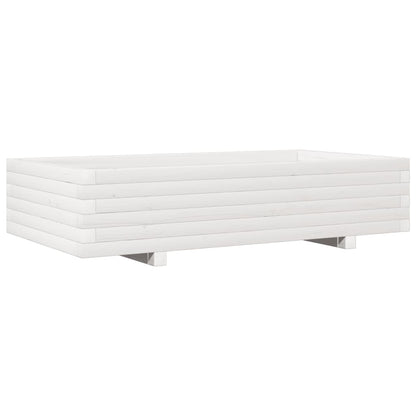 vidaXL Pflanzkübel Weiß 110x60x26,5 cm Massivholz Kiefer