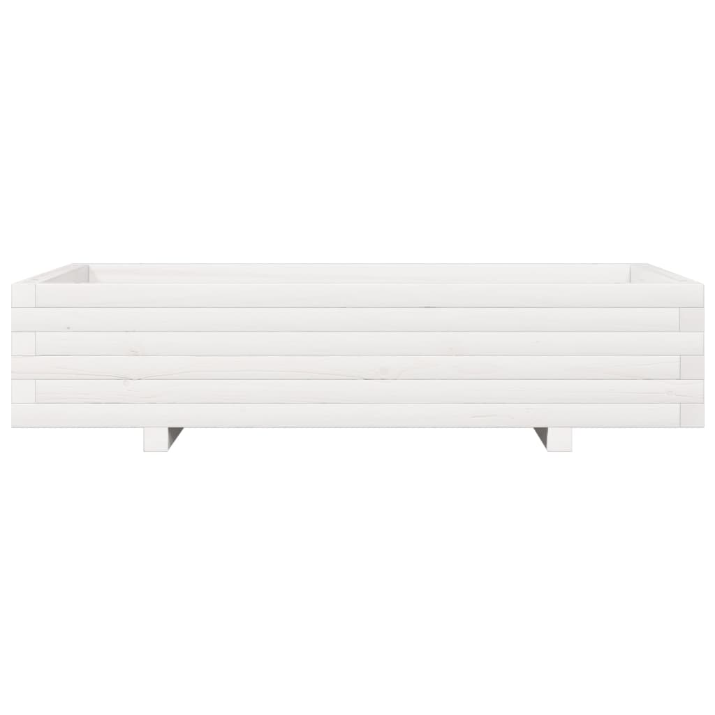 vidaXL Pflanzkübel Weiß 110x60x26,5 cm Massivholz Kiefer