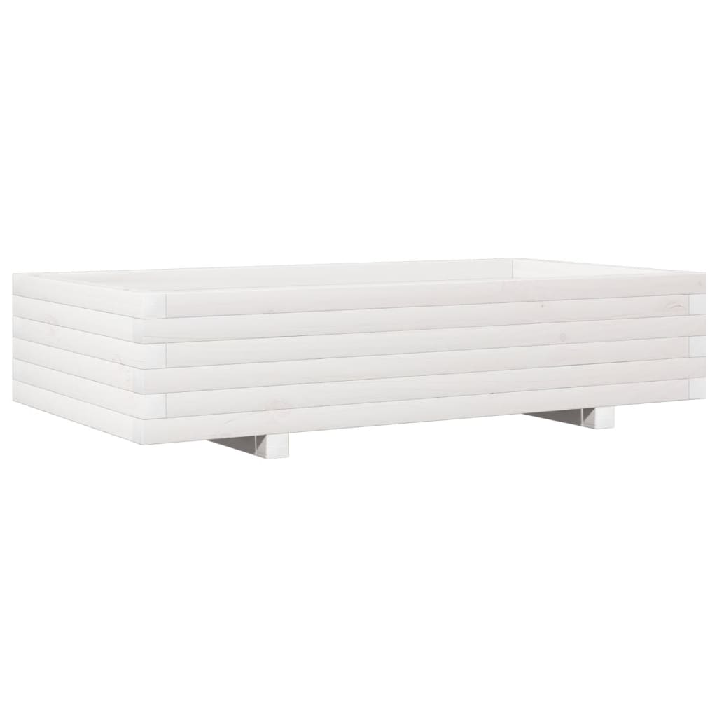 vidaXL Pflanzkübel Weiß 110x60x26,5 cm Massivholz Kiefer