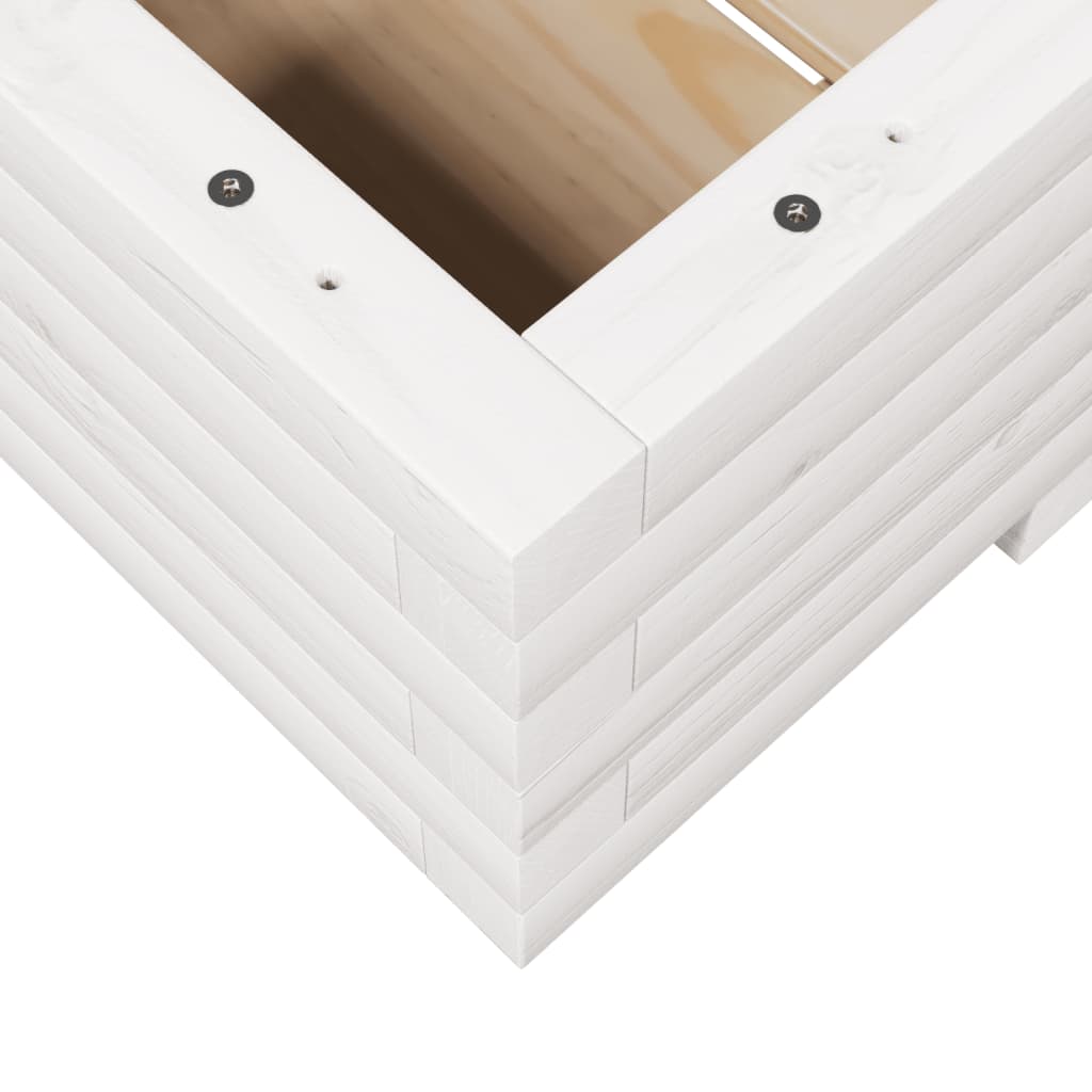 vidaXL Pflanzkübel Weiß 110x60x26,5 cm Massivholz Kiefer