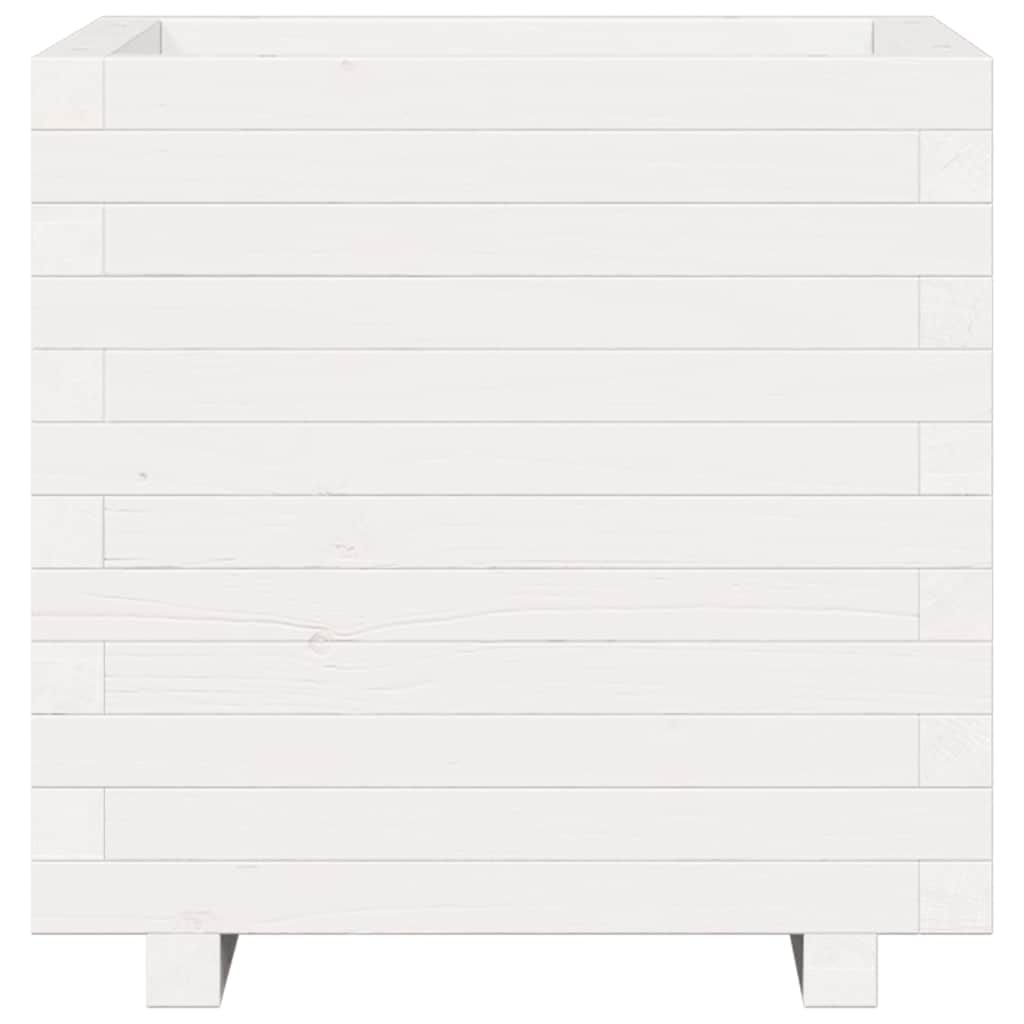 vidaXL Pflanzkübel Weiß 50x50x49,5 cm Massivholz Kiefer
