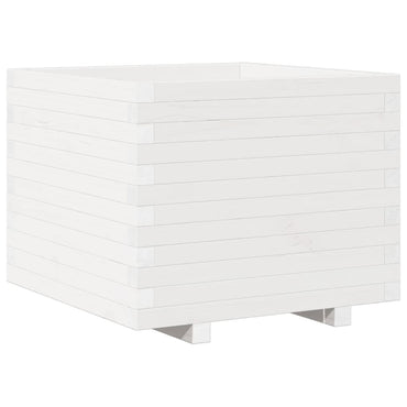 vidaXL Pflanzkübel Weiß 60x60x49,5 cm Massivholz Kiefer