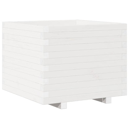 vidaXL Pflanzkübel Weiß 60x60x49,5 cm Massivholz Kiefer