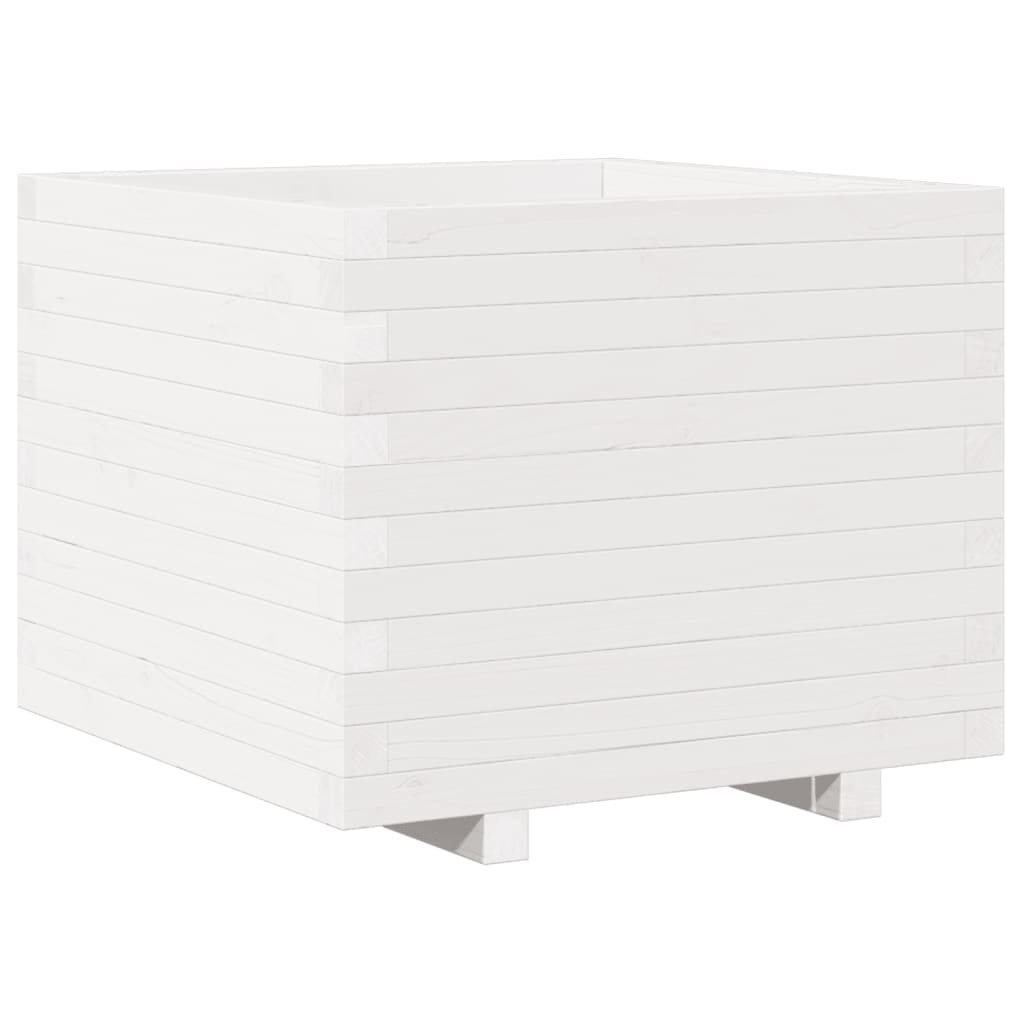 vidaXL Pflanzkübel Weiß 60x60x49,5 cm Massivholz Kiefer