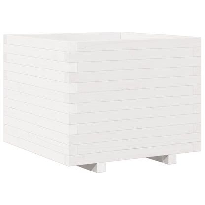 vidaXL Pflanzkübel Weiß 60x60x49,5 cm Massivholz Kiefer