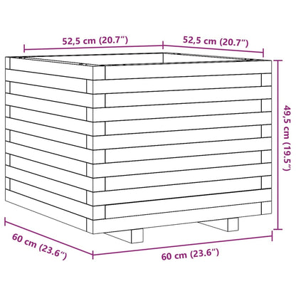 vidaXL Pflanzkübel Weiß 60x60x49,5 cm Massivholz Kiefer