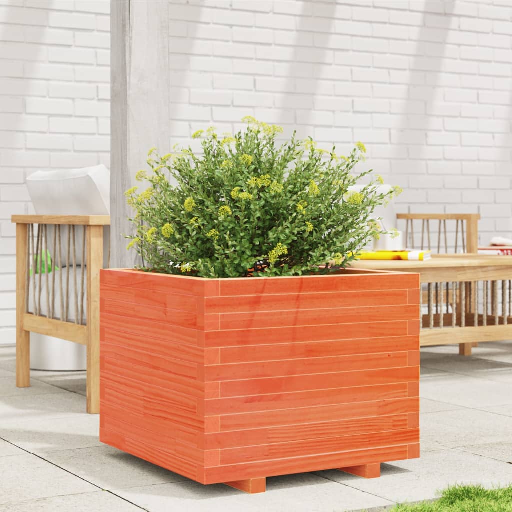 vidaXL Pflanzkübel Wachsbraun 60x60x49,5 cm Massivholz Kiefer