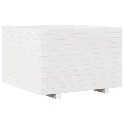 vidaXL Pflanzkübel Weiß 70x70x49,5 cm Massivholz Kiefer