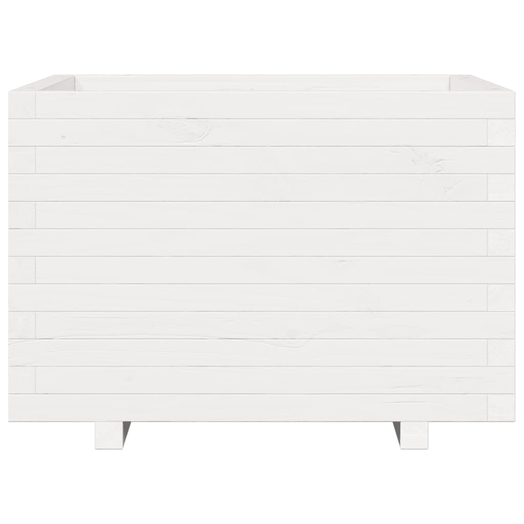 vidaXL Pflanzkübel Weiß 70x70x49,5 cm Massivholz Kiefer