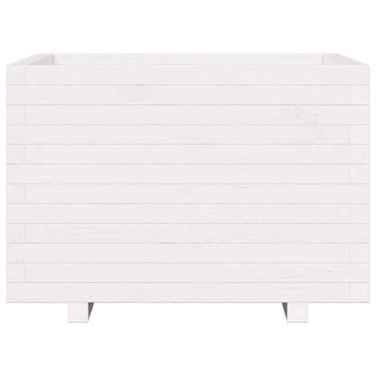 vidaXL Pflanzkübel Weiß 70x70x49,5 cm Massivholz Kiefer