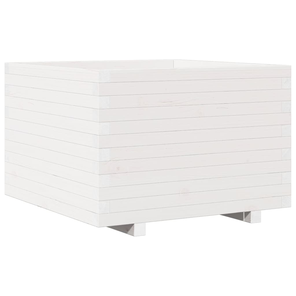 vidaXL Pflanzkübel Weiß 70x70x49,5 cm Massivholz Kiefer