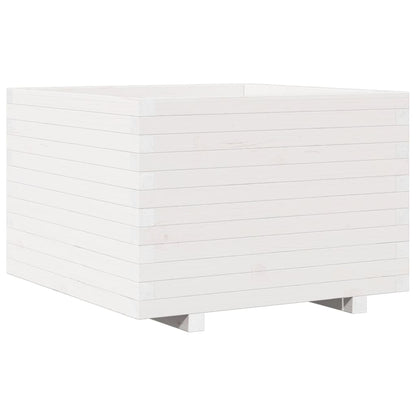 vidaXL Pflanzkübel Weiß 70x70x49,5 cm Massivholz Kiefer