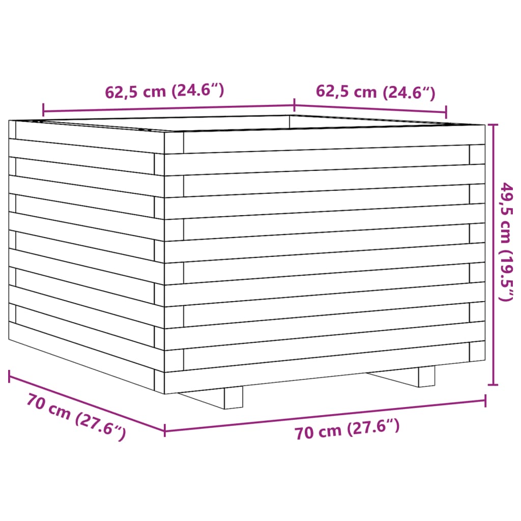 vidaXL Pflanzkübel 70x70x49,5 cm Kiefernholz Imprägniert
