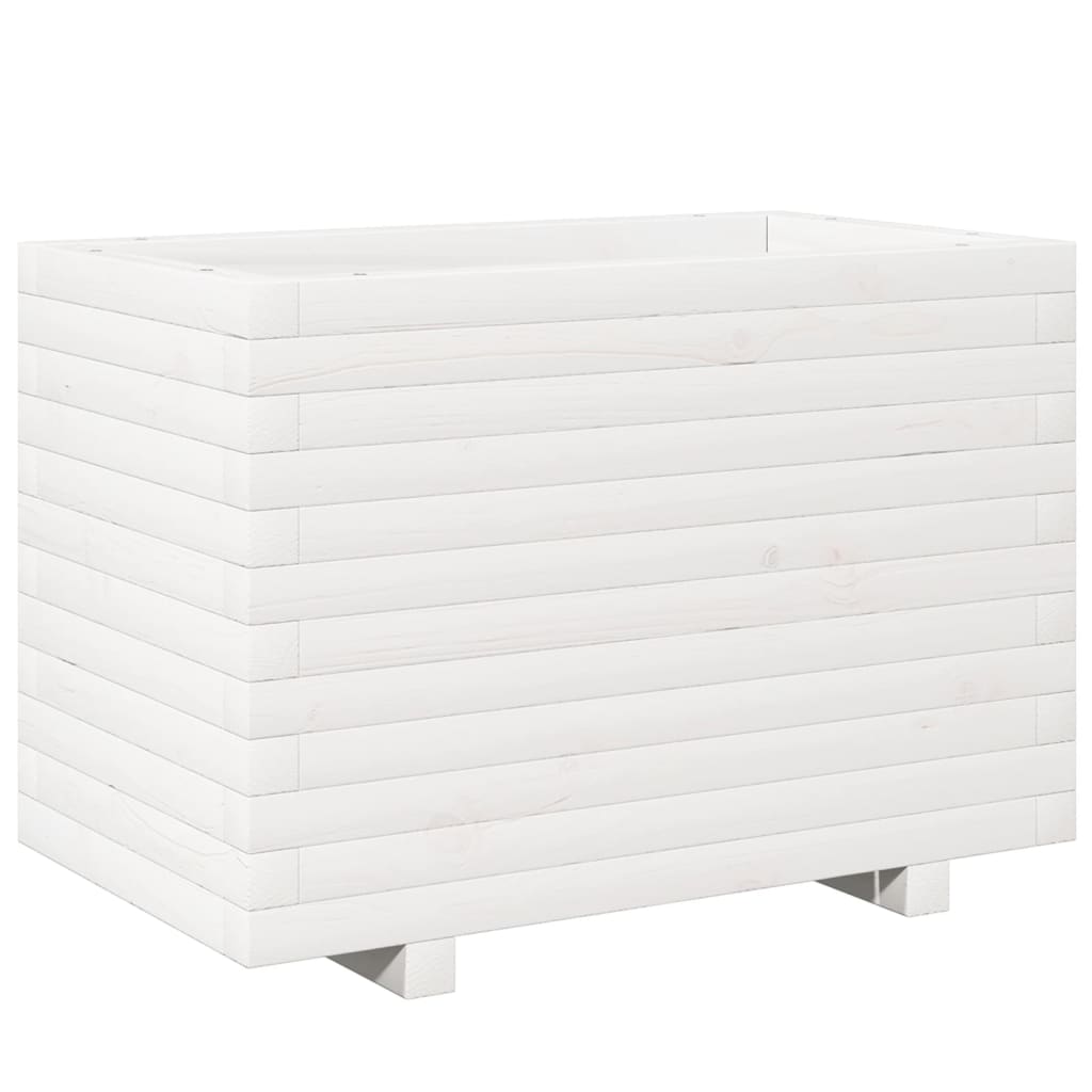 vidaXL Pflanzkübel Weiß 70x40x49,5 cm Massivholz Kiefer